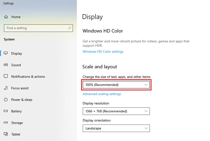 خطای زوم 100%