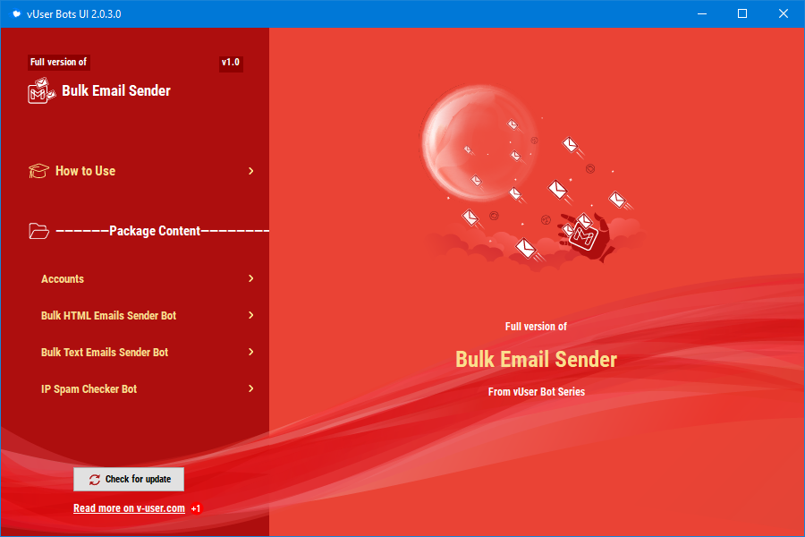 The general view of the Bulk Email Sender Bot Package