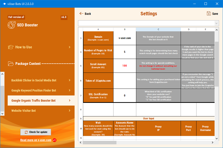 Setting up one of the bots in the SEO Booster Bot Package  