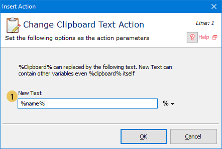 اکشن Change Clipboard Text