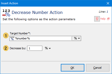 اکشن Decrease Number