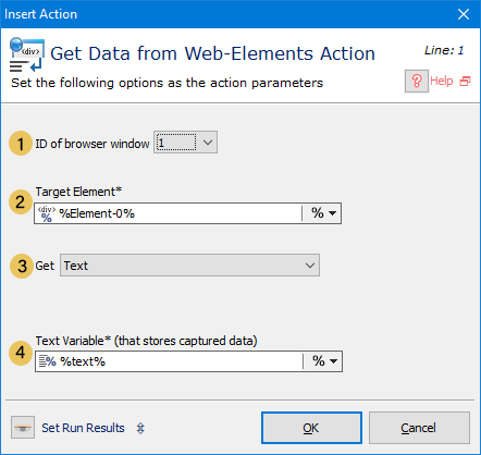 اکشن Get Data From Web-Elements