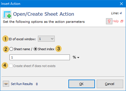 اکشن Open / Create Sheet