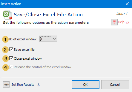 اکشن Save / Close Excel File