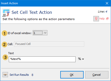  اکشن Set Cell Text