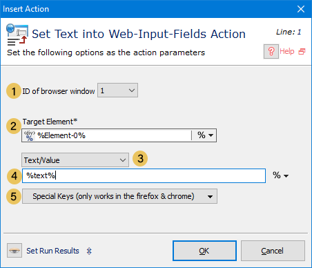 اکشن Set Text Into Web-Input-Fields