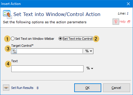 اکشن Set Text into Window/Control