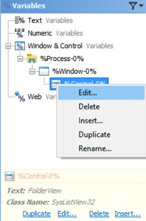 Edit Window & Control Variables in the Editor Application