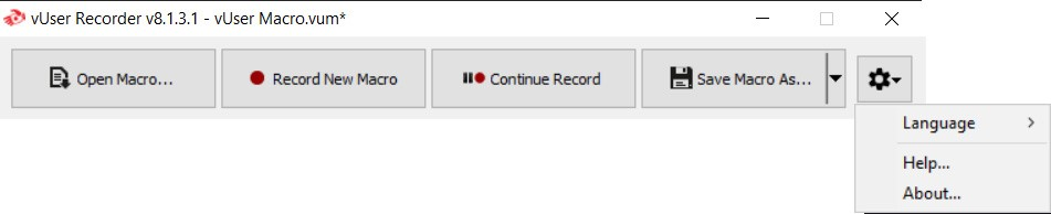 settings button in the recorder window