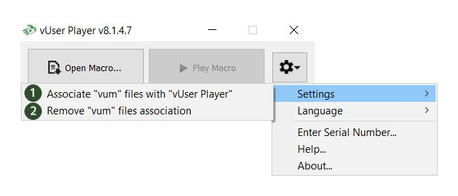 Associating VUM files with the Player Application