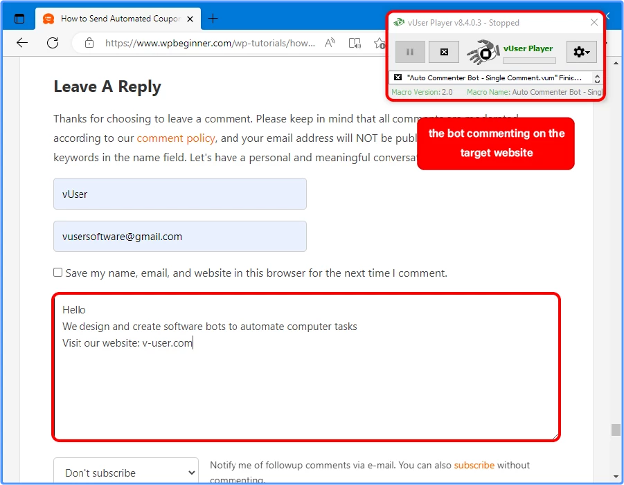 Auto Commenter Bot-Variable Comment Version