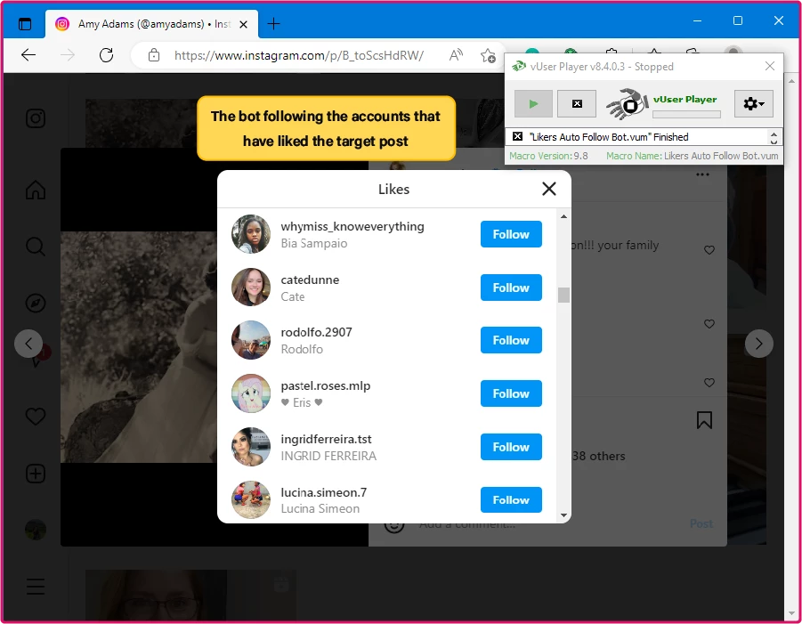 Competitors’ Followers Auto follow on Instagram Bot