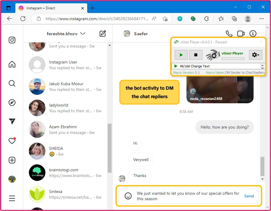 Instagram Bulk DM Sender Bot Package