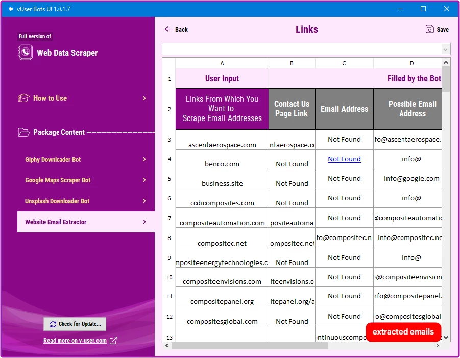 Web Data Scraper bot package