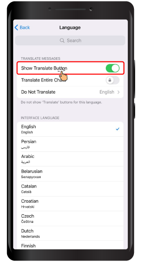 Automatic Translation of Messages on Telegram