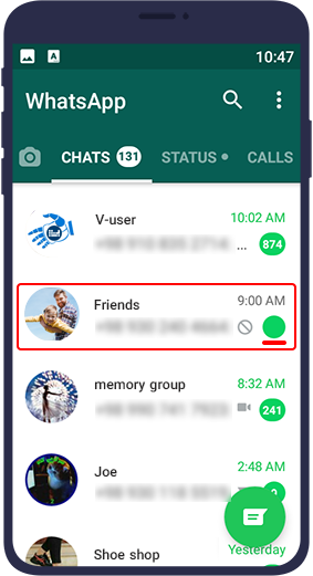 تغییر وضعیت چت به حالت خوانده نشده