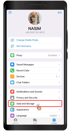 Check on the Data Usage in Telegram