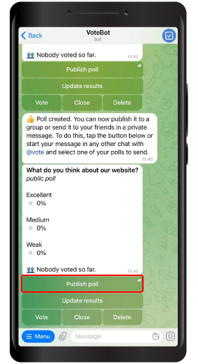 Create a Poll in Telegram 