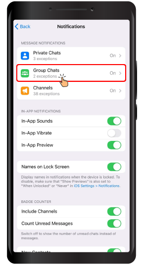 禁用手机上的 Telegram 通知