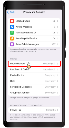 Hide Phone Number in Telegram