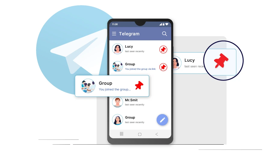 نحوه پین کردن چت ها در تلگرام