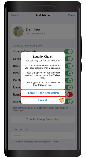 Transfer the Ownership of a Telegram Group