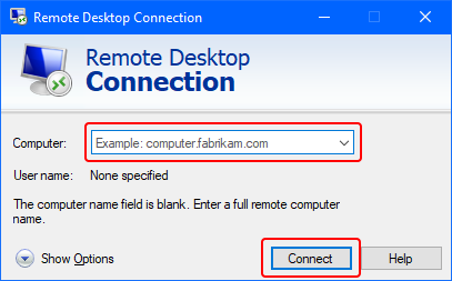 Desktop Connection in Windows